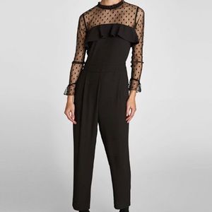 ZARA Black Lace Pant Jumpsuit XS